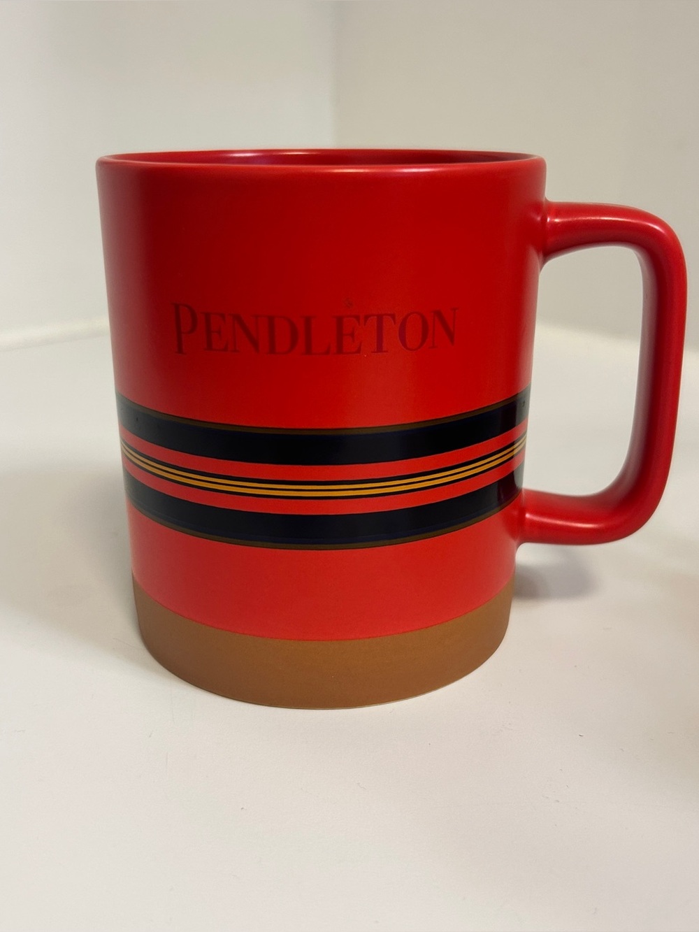 Pendleton Red Mug with Black and Yellow Stripe Accent